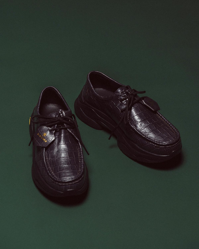 RUNDGREN|"AYERS" Moc Toe Hybrid Derby・Dark Grey Croc Embossed Calf RUNDGREN|"AYERS" Moc Toe Hybrid Derby・Dark Grey Croc Embossed Calf