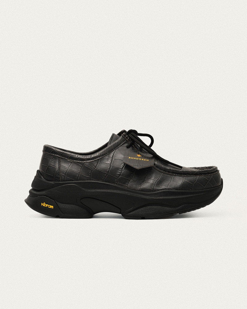 RUNDGREN|"AYERS" Moc Toe Hybrid Derby・Dark Grey Croc Embossed Calf RUNDGREN|"AYERS" Moc Toe Hybrid Derby・Dark Grey Croc Embossed Calf