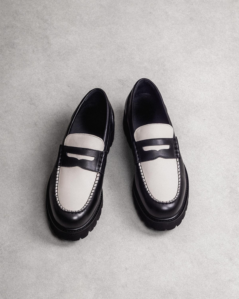 RUNDGREN｜"MORRIS" Tank Sole Penny Loafers・Black & White